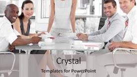  Presentation with giving - PPT theme featuring hard work - business woman giving a presentation background and a light gray colored foreground