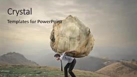  Presentation with rock - Cool new PPT layouts with hard work - businessman carrying a big rock backdrop and a soft green colored foreground