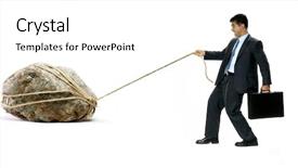  Presentation with suitcase - Slide deck consisting of hard work - businessman pulling a big white background and a white colored foreground