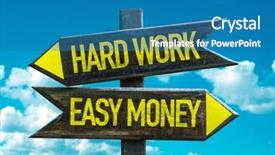  Presentation with hard work - Presentation design featuring hard work - easy money signpost background and a teal colored foreground