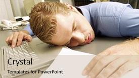  Presentation with sleeping - Theme having hard work - exhausted young businessman sleeping background and a soft green colored foreground