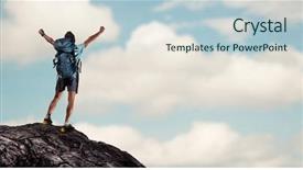  Presentation with backpack - Presentation design with hard work - hiker with backpack standing background and a lemonade colored foreground