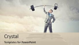  Presentation with kids jumping and lifting hand - Slide set enhanced with hard work - image of strong businessman lifting background and a lemonade colored foreground