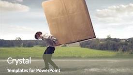  Presentation with box - Presentation enhanced with hard work - man carrying on his shoulders background and a coral colored foreground