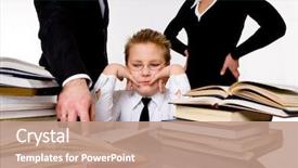  Presentation with parents - Presentation theme consisting of hard work - parents teaching their tired son background and a coral colored foreground