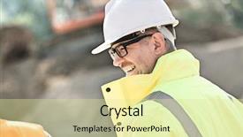 Presentation with construction site construction - PPT theme consisting of hard work - side view of happy male background and a blonde colored foreground