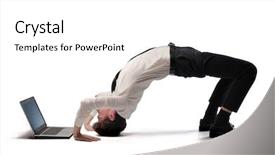  Presentation with acrobatics - Presentation theme having hard work - young businessman doing acrobatics background and a white colored foreground
