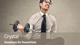  Presentation with lift - Beautiful PPT theme featuring hard work - young businessman tries to lift backdrop and a gray colored foreground