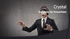  Presentation with blindfolded - Amazing theme having hard work - young businessman walking blindfolded backdrop and a dark gray colored foreground