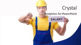  Presentation with rise - Beautiful slides featuring hard work pays - repairman asking for pay rise backdrop and a white colored foreground