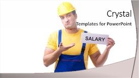  Presentation with rise - PPT layouts enhanced with hard work pays - repairman asking for pay rise background and a white colored foreground