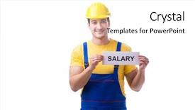  Presentation with rise - Theme enhanced with hard work pays - repairman asking for pay rise background and a white colored foreground