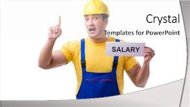  Presentation with rise - Slides having hard work pays - repairman asking for pay rise background and a white colored foreground