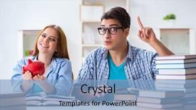  Presentation with pay - Beautiful slide deck featuring hard work pays - two students checking savings backdrop and a  colored foreground