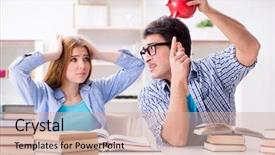  Presentation with sports table tennis two ping - Amazing PPT theme having hard work pays - two students checking savings backdrop and a  colored foreground