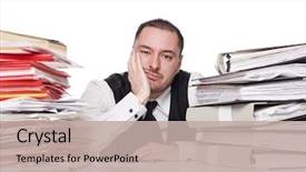  Presentation with working - Cool new PPT theme with hard working man backdrop and a mint green colored foreground