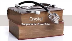  Presentation with medical books - Theme with hardback books concept for medical background and a tawny brown colored foreground