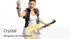  Presentation with electric guitar - Presentation theme consisting of hardcore - angry punk girl background and a white colored foreground