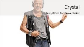 Presentation with caregiver and elderly person - Slide deck featuring hardcore - elderly punker wearing headphones background and a light gray colored foreground