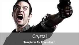  Presentation with shooting - Audience pleasing PPT theme consisting of hardcore - man shooting on a white backdrop and a dark gray colored foreground