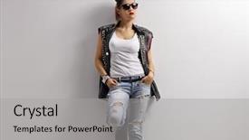  Presentation with punk - Cool new presentation design with hardcore - punk girl with a pair backdrop and a light gray colored foreground
