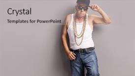  Presentation with hip hop - Presentation consisting of hardcore - senior gangster wearing hip-hop clothes background and a light gray colored foreground