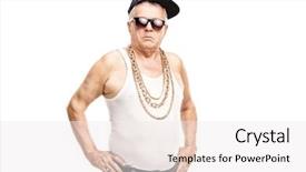  Presentation with hip hop dancing - Amazing slide deck having hardcore - senior man in hip-hop clothes backdrop and a white colored foreground