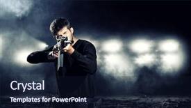  Presentation with tactics - PPT layouts with hardcore - special tactics man holding up background and a wine colored foreground