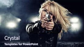  Presentation with tactics - Colorful PPT theme enhanced with hardcore - special tactics sexy woman holding backdrop and a wine colored foreground