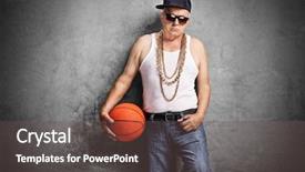  Presentation with rapper - Cool new slide deck with hardcore - sullen senior rapper holding backdrop and a dark gray colored foreground