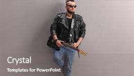  Presentation with punk - PPT theme consisting of hardcore - young punk rock guitarist background and a gray colored foreground