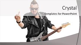  Presentation with electric guitar - PPT theme having hardcore - young punk rocker playing electric background and a white colored foreground