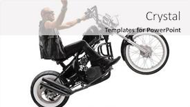  Presentation with roll - PPT theme with hardcore-biker-riding-a-chopper background and a white colored foreground
