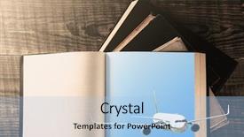  Presentation with books - Audience pleasing presentation theme consisting of hardcover - books on the background backdrop and a light blue colored foreground