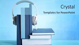  Presentation with audiobook - Theme enhanced with hardcover - headphones and books on table background and a arctic colored foreground