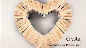  Presentation with book curved into heart - Presentation having hardcover - heart of books background and a lemonade colored foreground