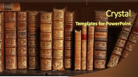  Presentation with old books on a wooden - Slide set enhanced with hardcover - old books on wooden shelf background and a tawny brown colored foreground