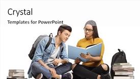  Presentation with teenage - PPT layouts having hardcover - two teenage students sitting background and a white colored foreground