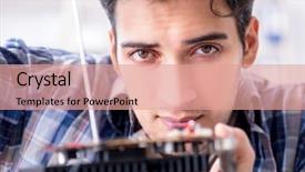  Presentation with computer workshop - Beautiful presentation featuring harddisk - professional repairman repairing computer backdrop and a coral colored foreground