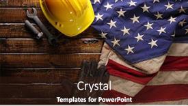 Presentation with america flag - Slides having hardhat-gloves-and-tools background and a wine colored foreground