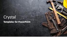  Presentation with diy - Theme featuring hardhat-hammer-wrench-gloves background and a dark gray colored foreground