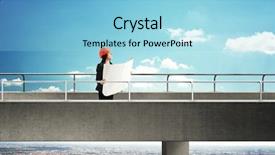  Presentation with bridge - PPT layouts consisting of hardhat standing on the bridge background and a light blue colored foreground