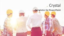  Presentation with building construction - Colorful slide deck enhanced with hardhats with blueprint on construction backdrop and a white colored foreground