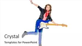  Presentation with teen girl - PPT layouts with hardrock - cute teen girl playing background and a white colored foreground