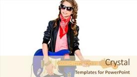  Presentation with teen girl - PPT theme having hardrock - cute teen girl playing background and a cream colored foreground