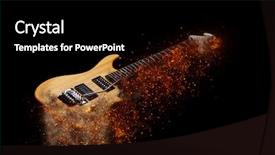  Presentation with fire on a black - Amazing slide deck having hardrock - electric guitar in fire isolated backdrop and a  colored foreground
