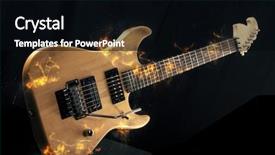  Presentation with hardrock - Slide set featuring hardrock - electric guitar on fire isolated background and a  colored foreground