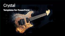  Presentation with fire pump water valve - Presentation design consisting of hardrock - electric guitar on fire background and a black colored foreground