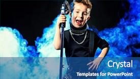  Presentation with hardrock - Slide set consisting of hardrock - emotional little boy is singing background and a ocean colored foreground