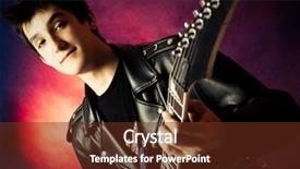  Presentation with music man in suit guitar - PPT layouts with hardrock - handsome young man wearing background and a tawny brown colored foreground
